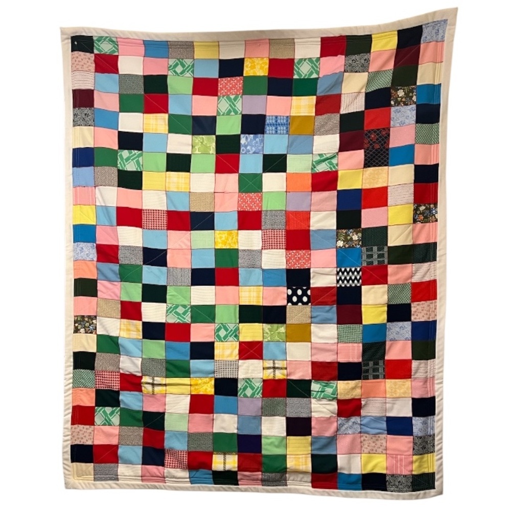 Colorful Patchwork 4" Square Quilt is handmade, approximately 72"x 60"